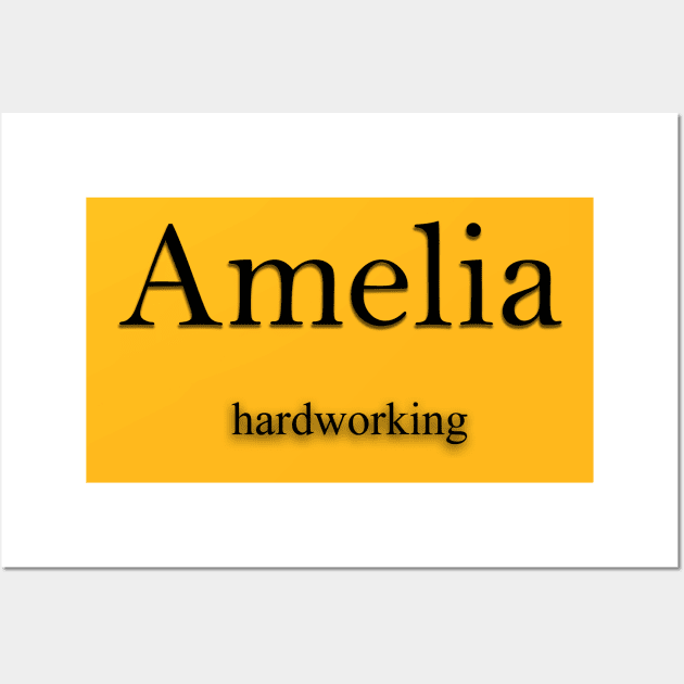 Amelia Name meaning Wall Art by Demonic cute cat